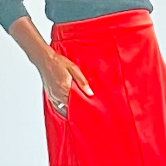Draper James Elastic Back Satin Midi Skirt in Red (L) New with Tags - Picture 3 of 14